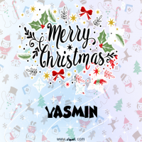إسم Yasmin مكتوب على صور ميري كريسماس